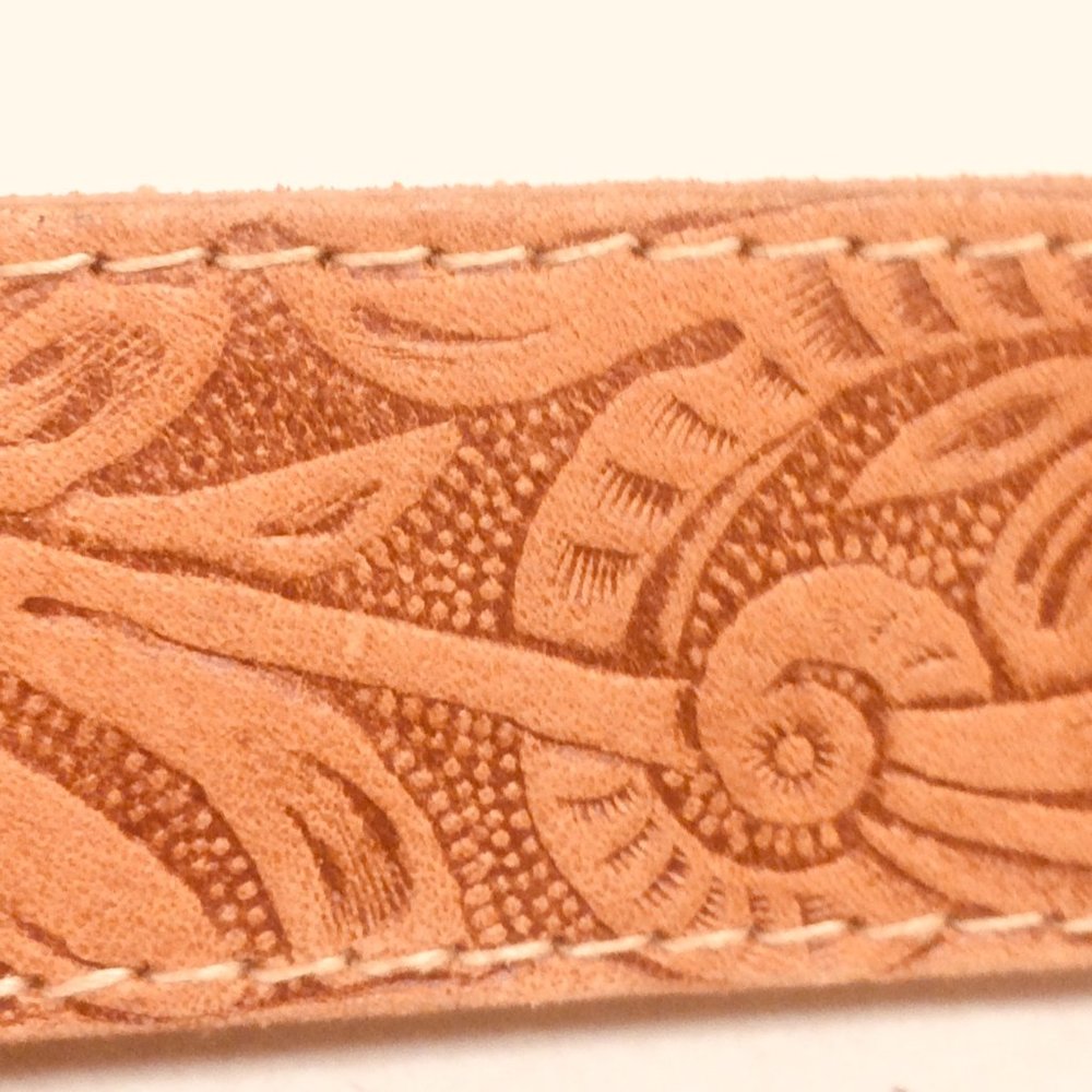 Vtg Tooled Leather Band Bracelet